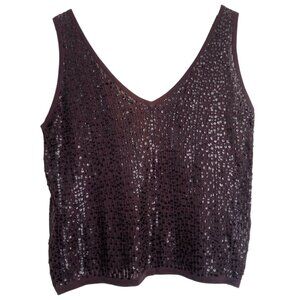 Vintage Sequins Silk V-Neck Tank Top